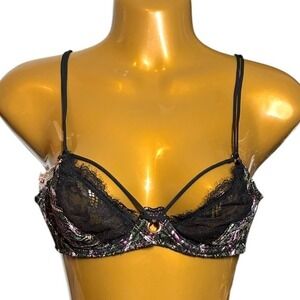 Savage X Fenty Plaid Lace Harness Push-Up Bra 32DDD Narrow Band‎ Boudoir NWT
